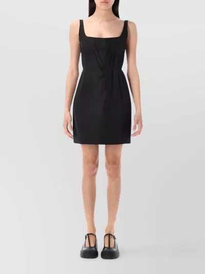 Marni Bonded Popeline Mini Dress In Black