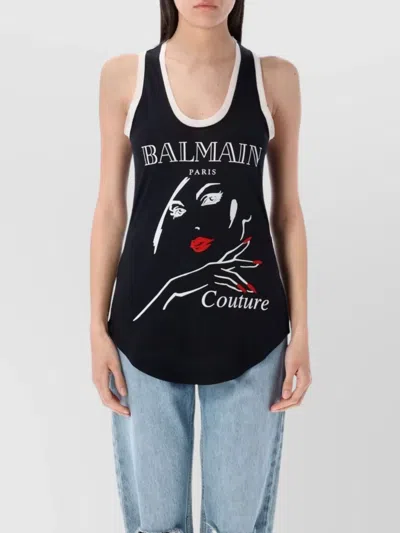 Balmain Women's Beauty Print Jersey & Muslin Top