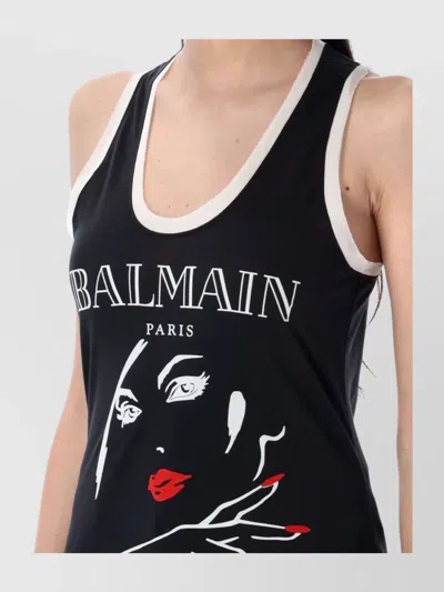 Balmain Women's Beauty Print Jersey & Muslin Top