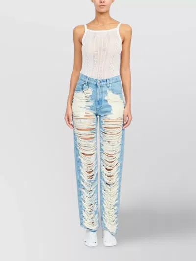 Mm6 Maison Margiela Mm6 By Maison Margiela "destroyed" Straight Jeans In Blue