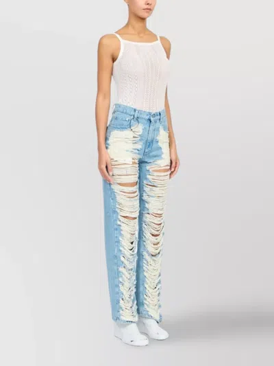 Mm6 Maison Margiela Mm6 By Maison Margiela "destroyed" Straight Jeans In Blue