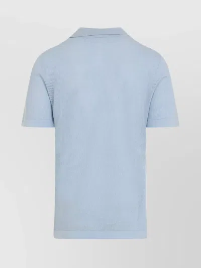 Kiton Cotton Polo Shirt Perforated Fabric In Blue