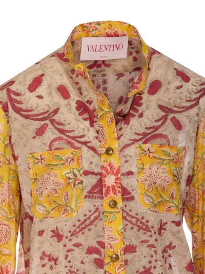 Valentino Crewneck Floral Pattern Collared Neck In Multi