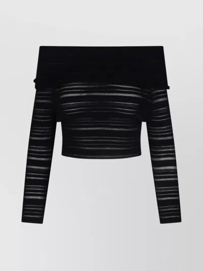 Andreädamo Off-shoulder Horizontal-stripe Top In Black