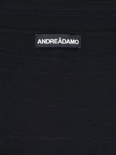 Andreädamo Off-shoulder Horizontal-stripe Top In Black