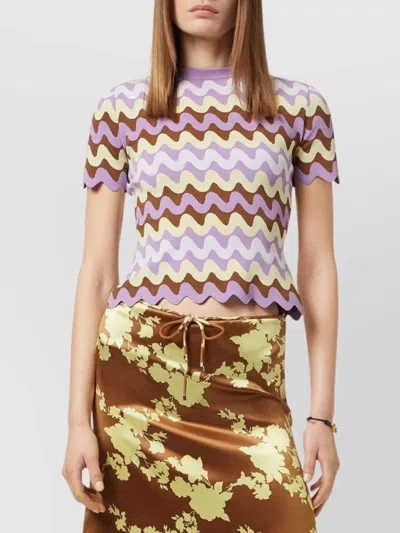 Versace Knitwear With Crewneck And Scalloped Edges In Purple