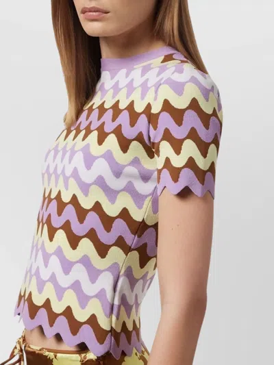 Versace Knitwear With Crewneck And Scalloped Edges In Purple