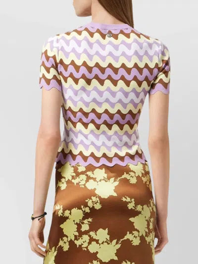 Versace Knitwear With Crewneck And Scalloped Edges In Purple