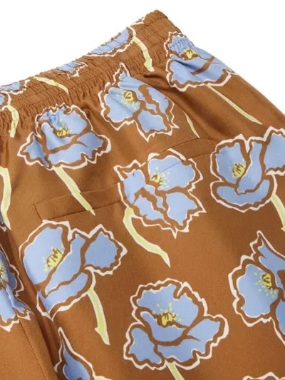 Versace Elastic Waistband Floral Print Shorts In 5n630 Print