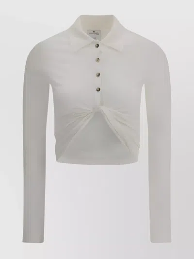 Courrèges Twist Cotton Piqué Cropped Polo In White