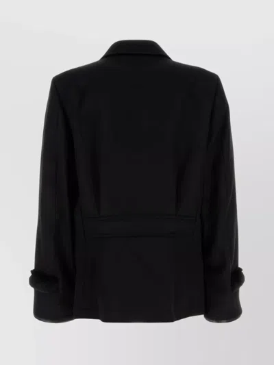 Random Identities Wool Blend Coat Fur Trim