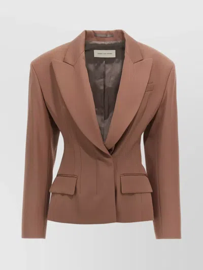 Dries Van Noten 'bohana' Blazer Single-breasted Back Vent In Brown
