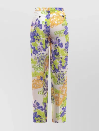 Versace Baroque Print Trousers In Neutral