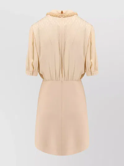 Valentino Crepe Couture Short Dress In Neutral