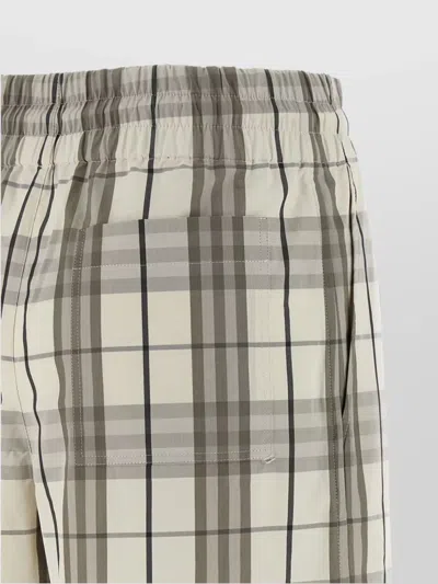 Burberry Cotton Check Drawstring Shorts In Gray