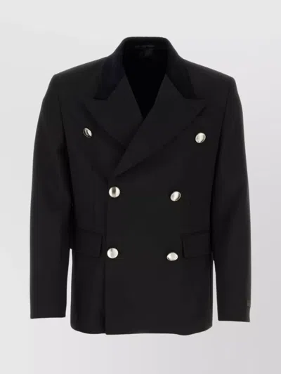 Prada Wool Blazer With Metallic Buttons And Double-breasted Design