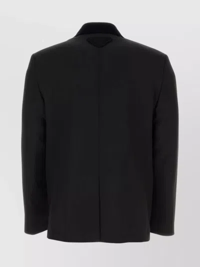 Prada Wool Blazer With Metallic Buttons And Double-breasted Design