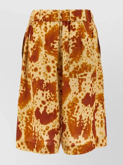 Dries Van Noten Bermuda Shorts With Elastic Waistband And Pockets In Brown