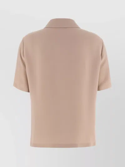 Fendi Polo Silk Shirt Short Sleeves In Pink