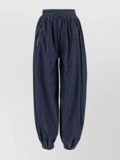 Valentino Chambray Denim Pants Elastic Cuffs