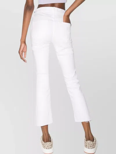 Mother The Insider High Rise Crop Step Fray Bootcut Jeans In Cream Puff In White