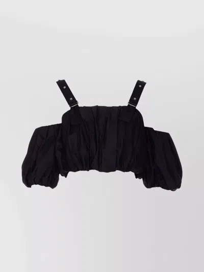 Pinko Adjustable Strap Crop Top With Puff Sleeves