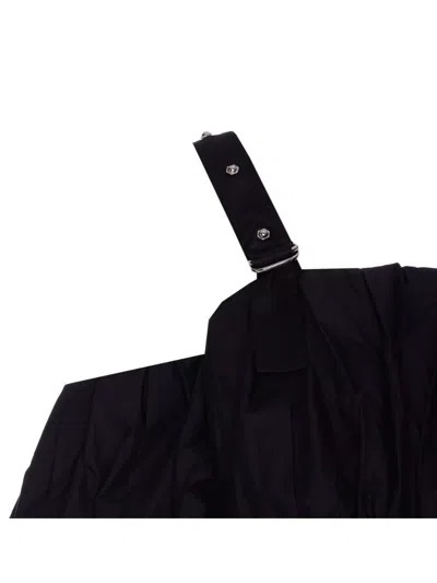 Pinko Adjustable Strap Crop Top With Puff Sleeves