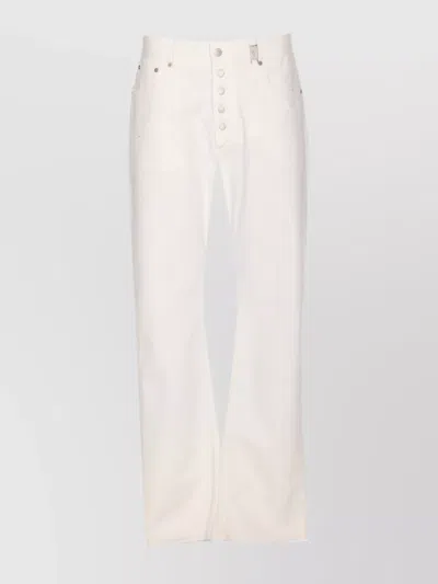 Alexander Mcqueen High Waist 5 Pockets Belt Loops Trousers In White