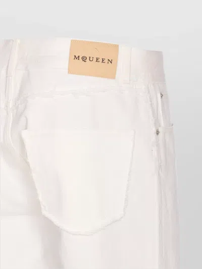 Alexander Mcqueen High Waist 5 Pockets Belt Loops Trousers In White