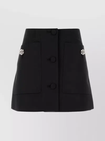 Prada Black Wool Mini Skirt In Black
