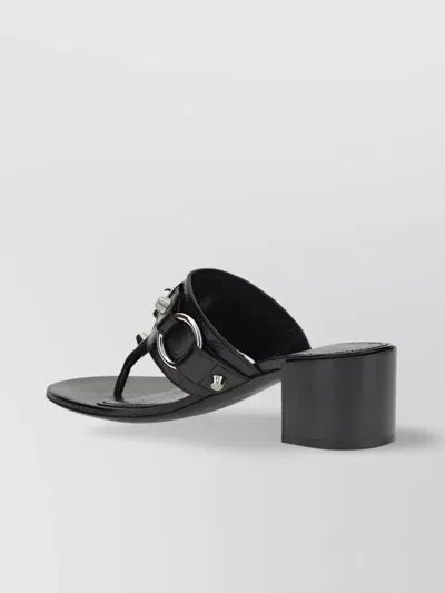 Balenciaga Thong Sandals Block Heel In Black