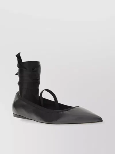 Ferragamo Sofia Wraparound Leather Ballet Flats In Black