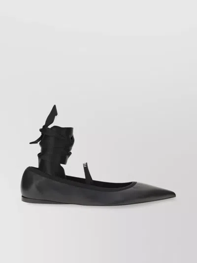 Ferragamo Sofia Wraparound Leather Ballet Flats In Black