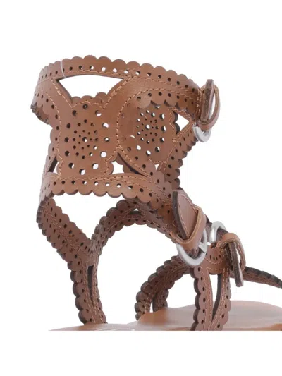 Ash Leather Cut-out Buckle Flat Sandals In Neutral