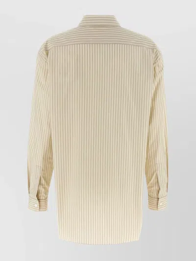 The Row Pocketed Striped Long Sleeve Shirt In Neutral