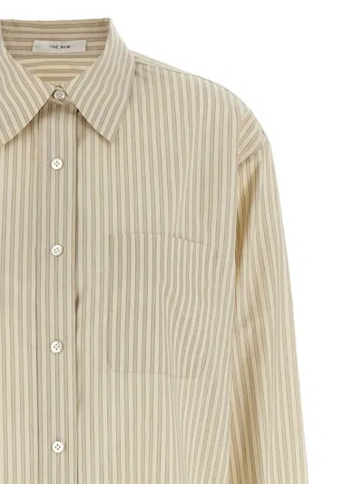 The Row Pocketed Striped Long Sleeve Shirt In Neutral