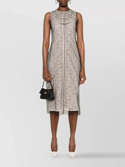 Fendi Sm Dress Black White Lace Flowers