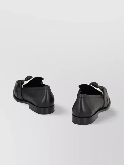 Bottega Veneta Blackwhite Solid Loafers In Black