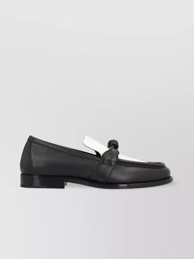 Bottega Veneta Blackwhite Solid Loafers In Black