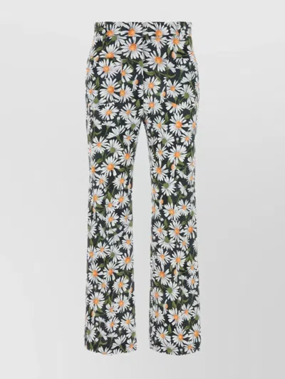 Weekend Max Mara High Waist Floral Pattern Trousers With Belt Loops