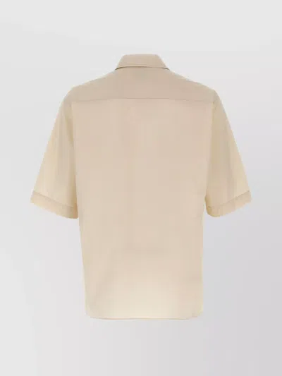 Lemaire Boxy-cropped Short-sleeved Shirt With Dual Chest Pockets In Neutral