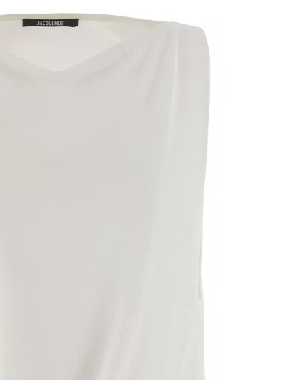 Jacquemus Haut Peplo Gathered Jersey Tank In White