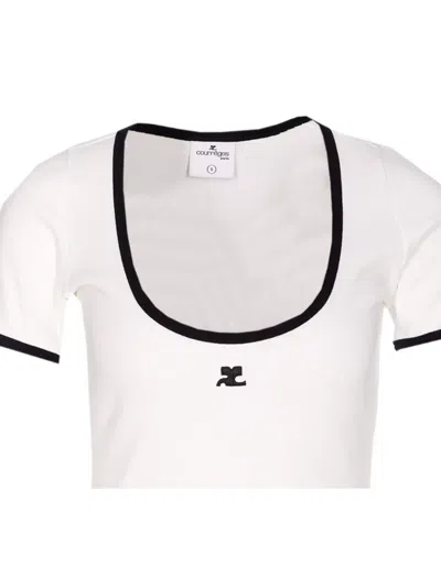 Courrèges Black/white Mini Dress In Cotton