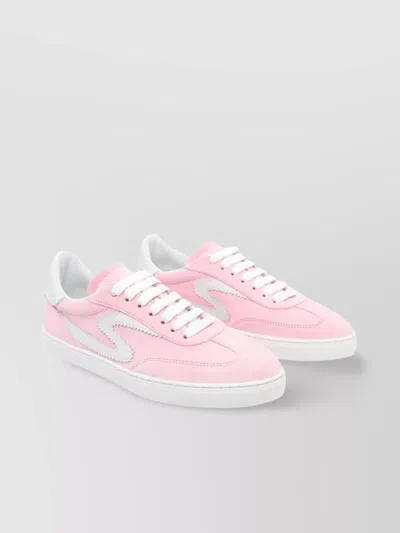 Stuart Weitzman Round Toe Suede Sneakers With Contrast Heel