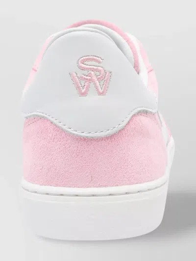 Stuart Weitzman Round Toe Suede Sneakers With Contrast Heel