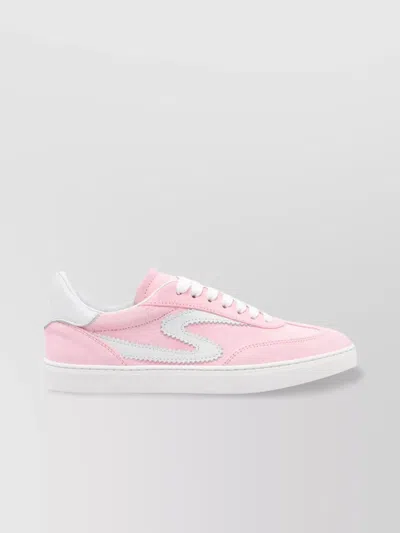 Stuart Weitzman Round Toe Suede Sneakers With Contrast Heel