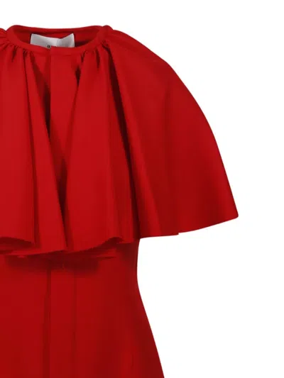 Ami Alexandre Mattiussi Shirt Dress With Ruff In Poppy Red