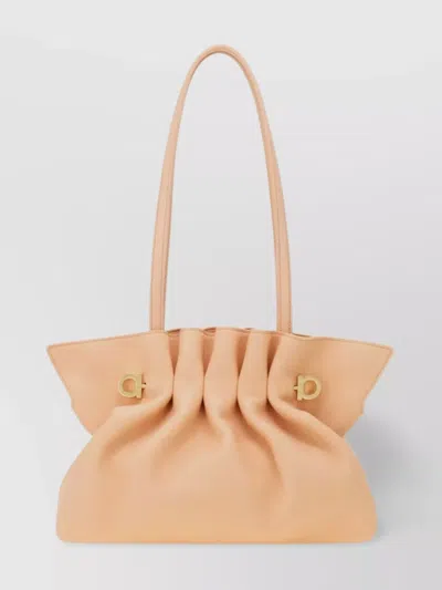 Ferragamo Pink Crossbody Bag With Chain-link Handle And Gancini Plaque On The Front