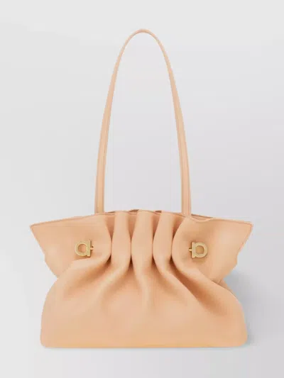 Ferragamo Pink Crossbody Bag With Chain-link Handle And Gancini Plaque On The Front