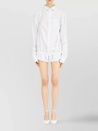 Maison Margiela Striped Long-sleeved Shirt Buttoned Cuffs In White